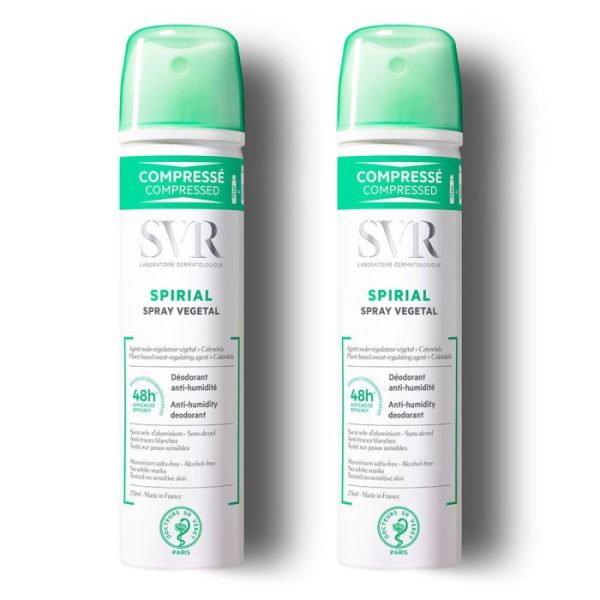 Spray Vegetal Deodorant Anti Humidite 48h 2x75 ml Spirial Svr